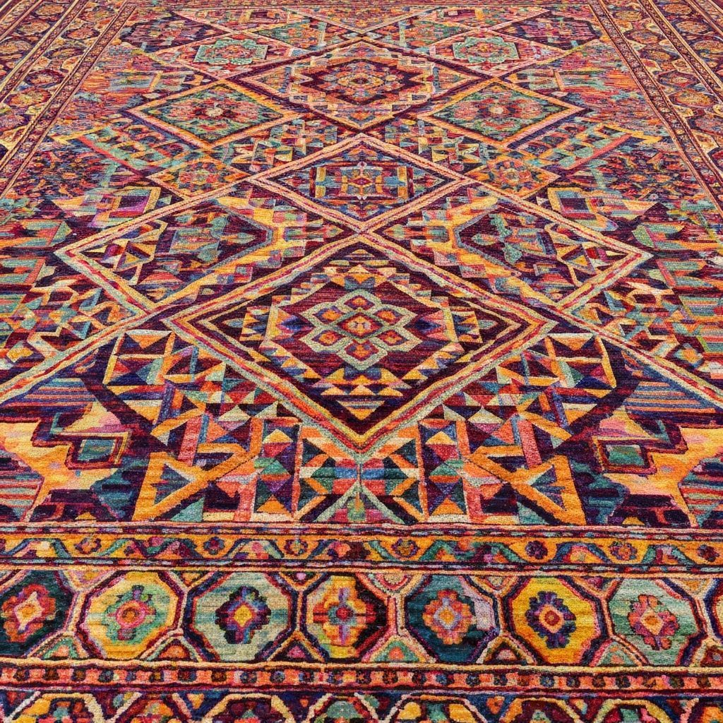 Psychedelic Persian Rug: Vibrant Op Art Design