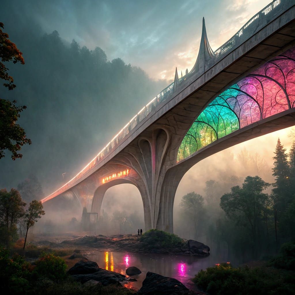 Surrealistic Sci-Fi Bridge Made of Ethereal Stormlight
