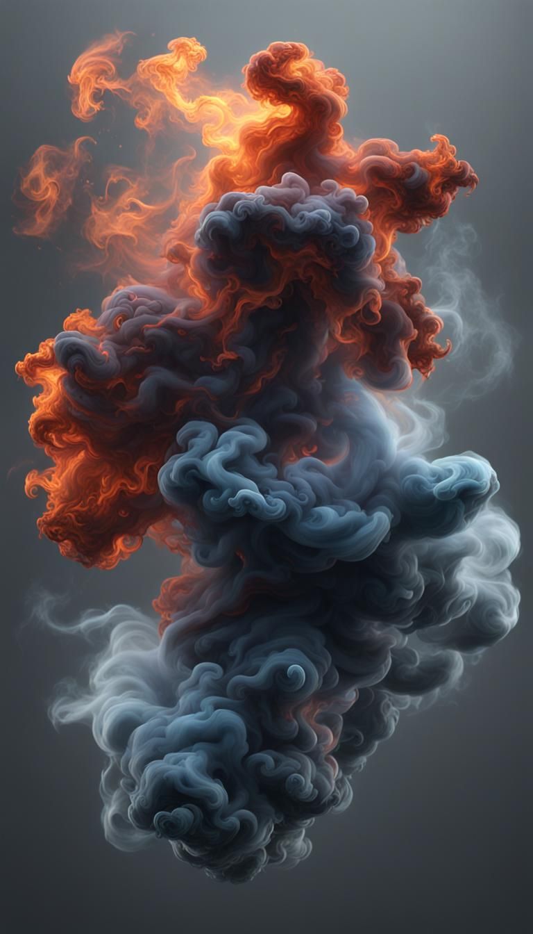 Swirling Smoke Against Grey: Detailed Matte Painting