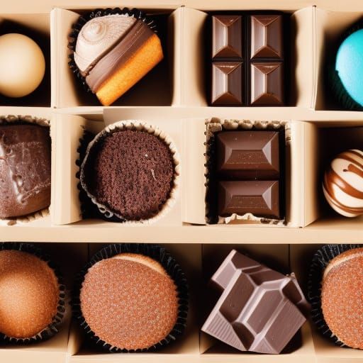 Assorted Treats: Cakes and Chocolates in Boxes