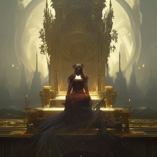 Dark Fantasy Throne in Purple and Yellow
