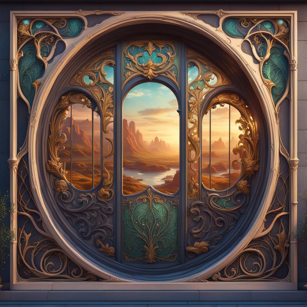 Art Nouveau Fantasy Window in Detailed Matte Painting