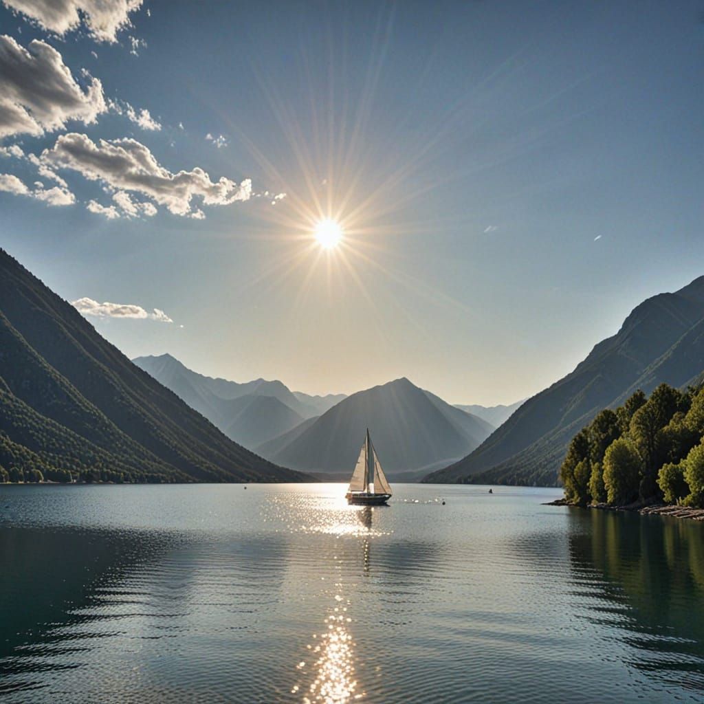 Regal Sailboat on Moody Mountain Lake
