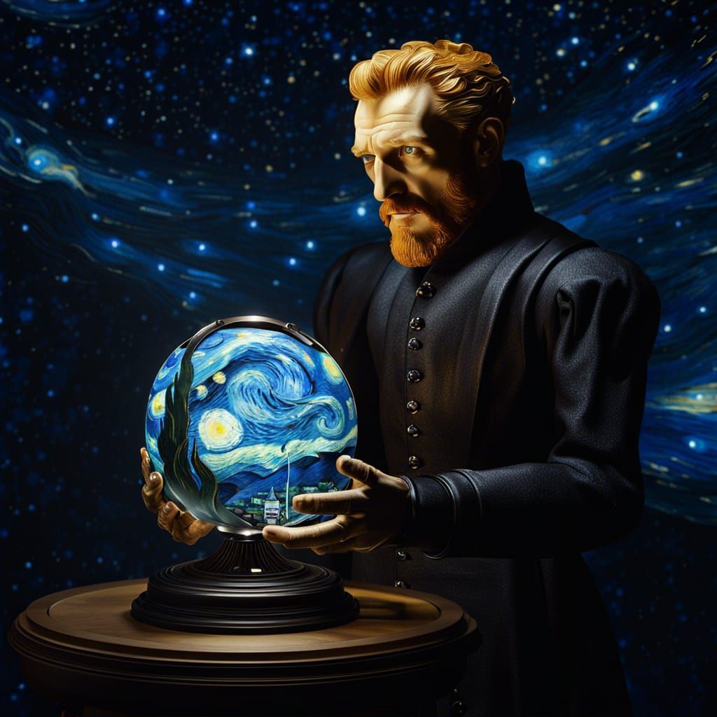 Cyborg Van Gogh with Starry Night Orb