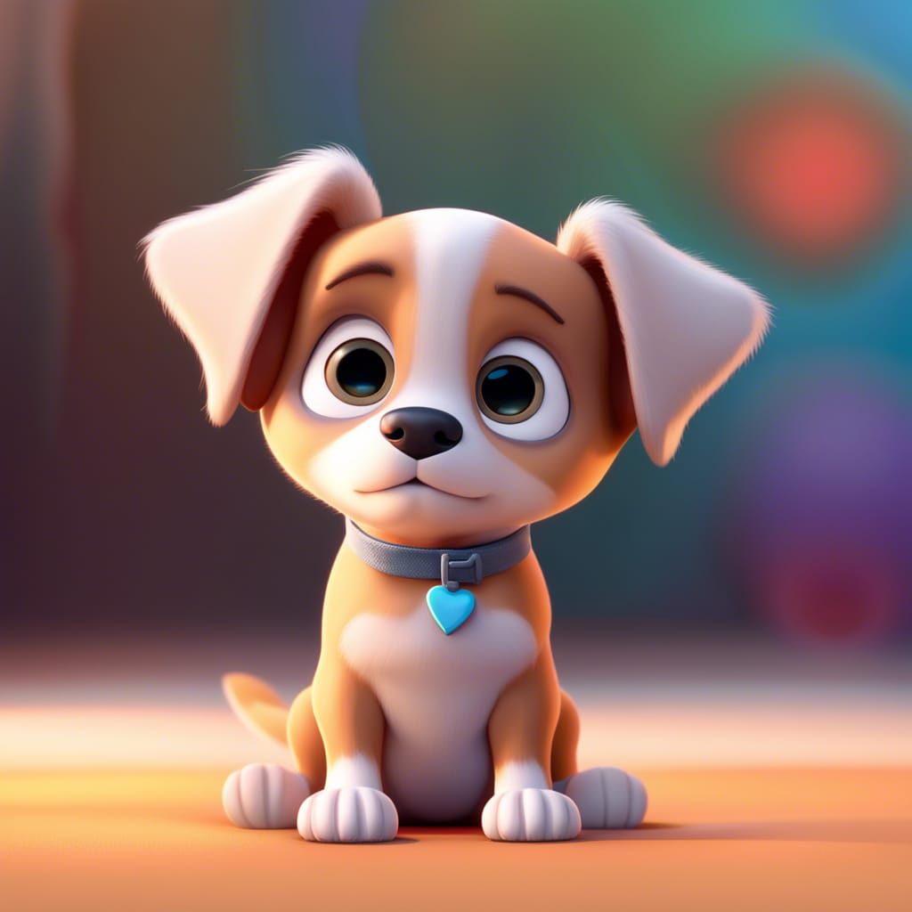 Adorable Puppy in Pixar-Style 3D Digital Art