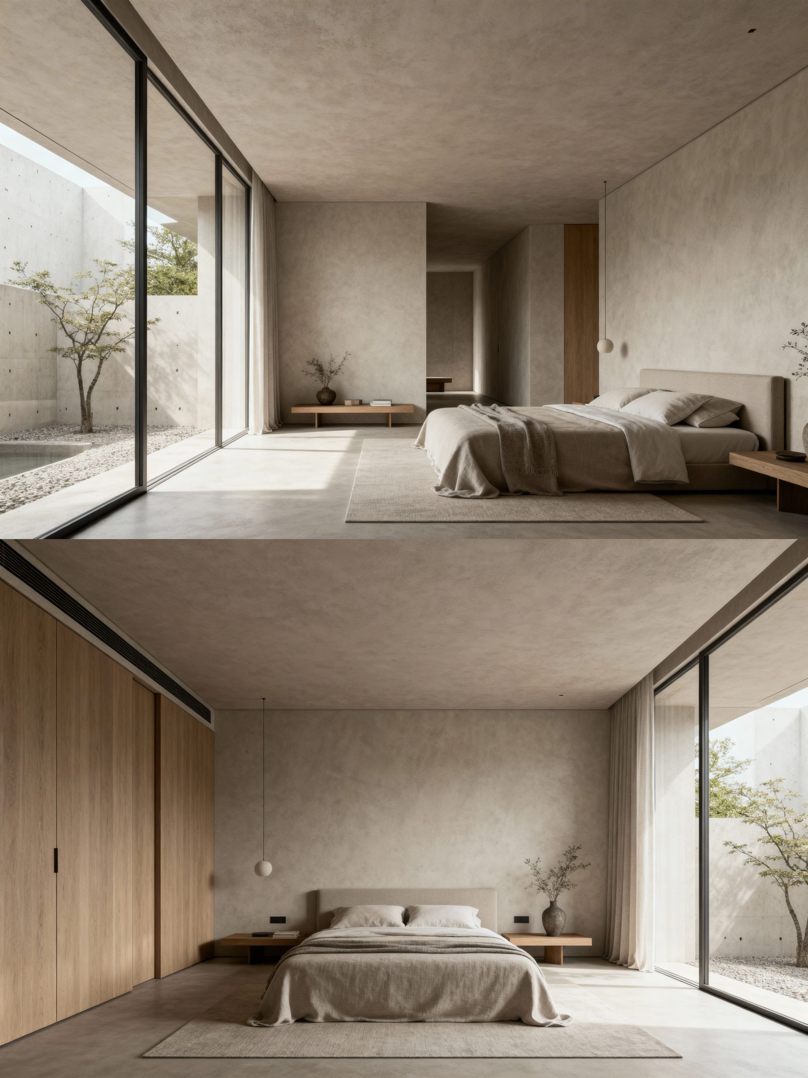 Minimalist Villa Bedroom Mood Board with Natural Light