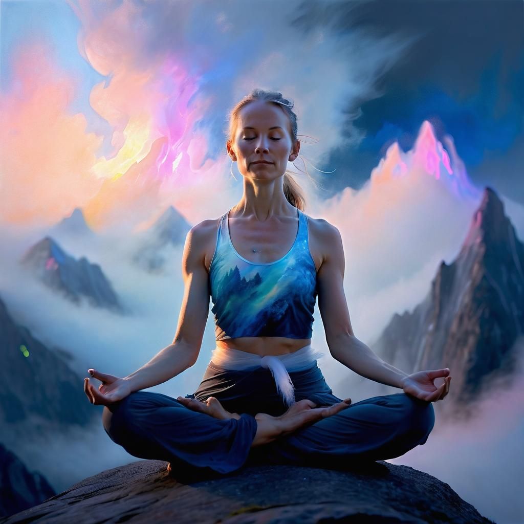 Yogi in Warrior Pose, Helene Schjerfbeck Style