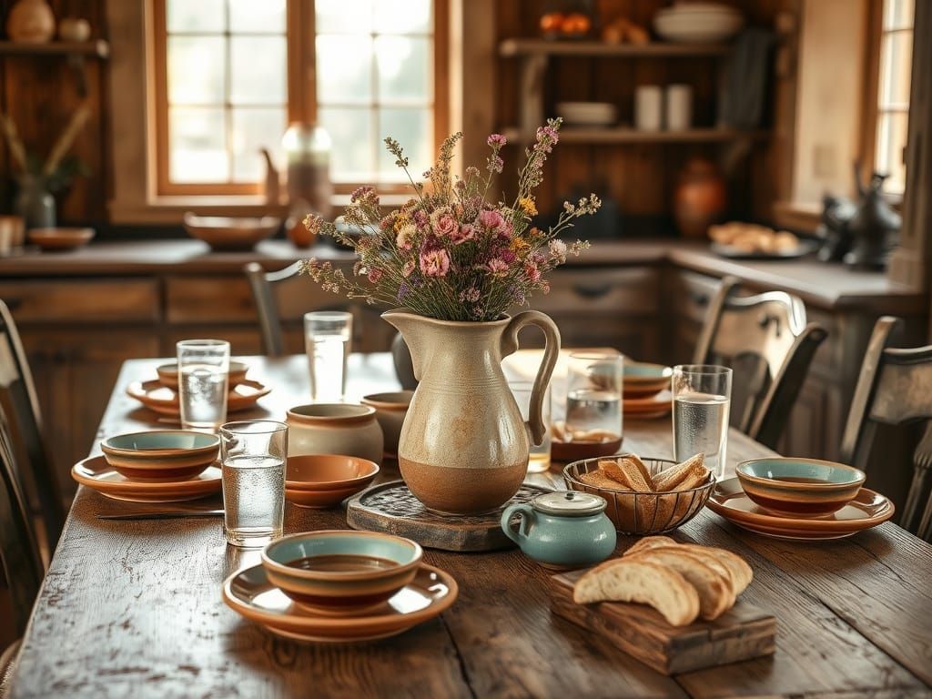 Sunlit Kitchen Still Life in Impressionist Style