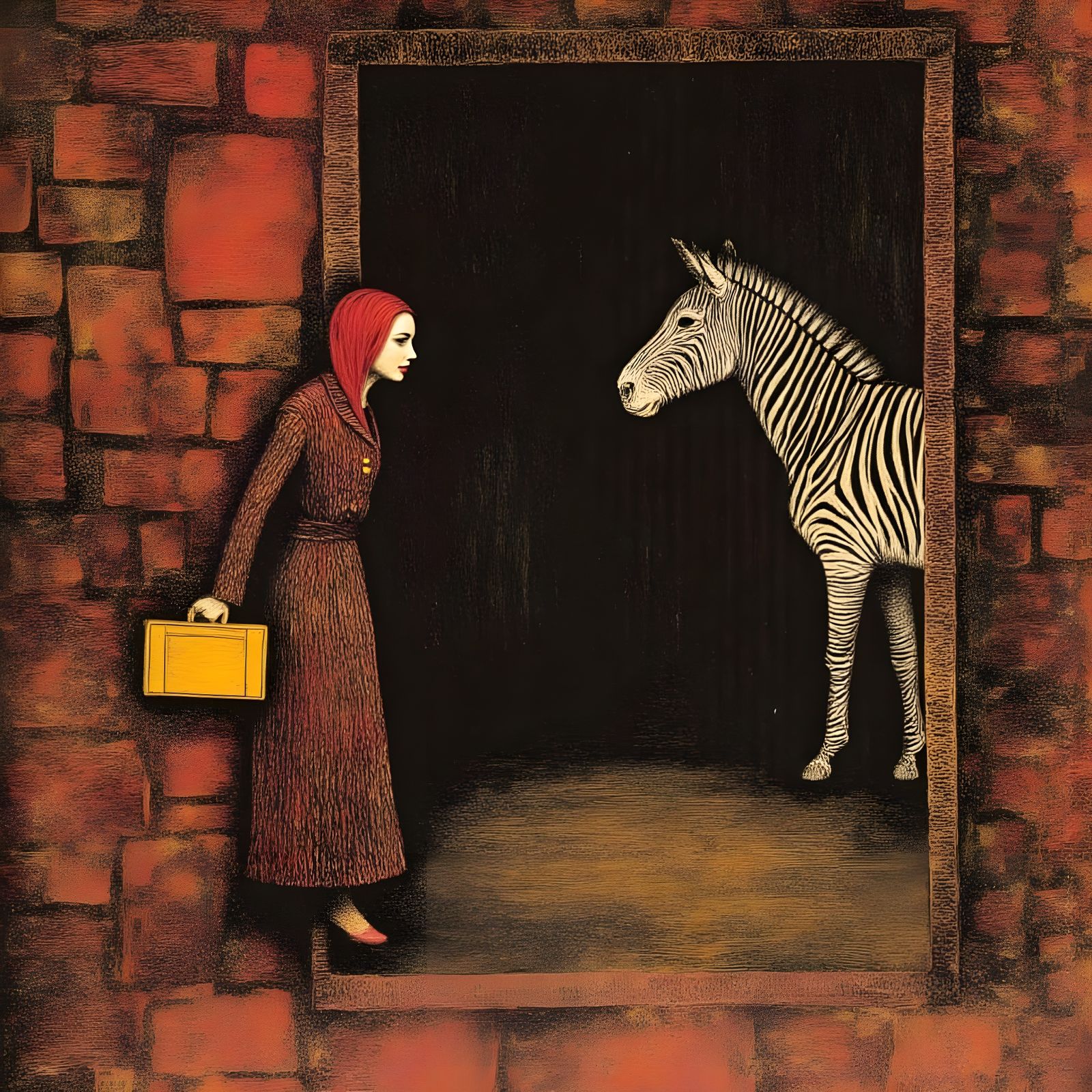 Vibrant Fox and Zebra Near Vintage Theatre Entrance