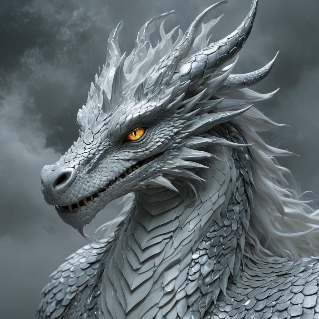 Silver-White Dragon: A Divine, Heroic Fantasy Creature