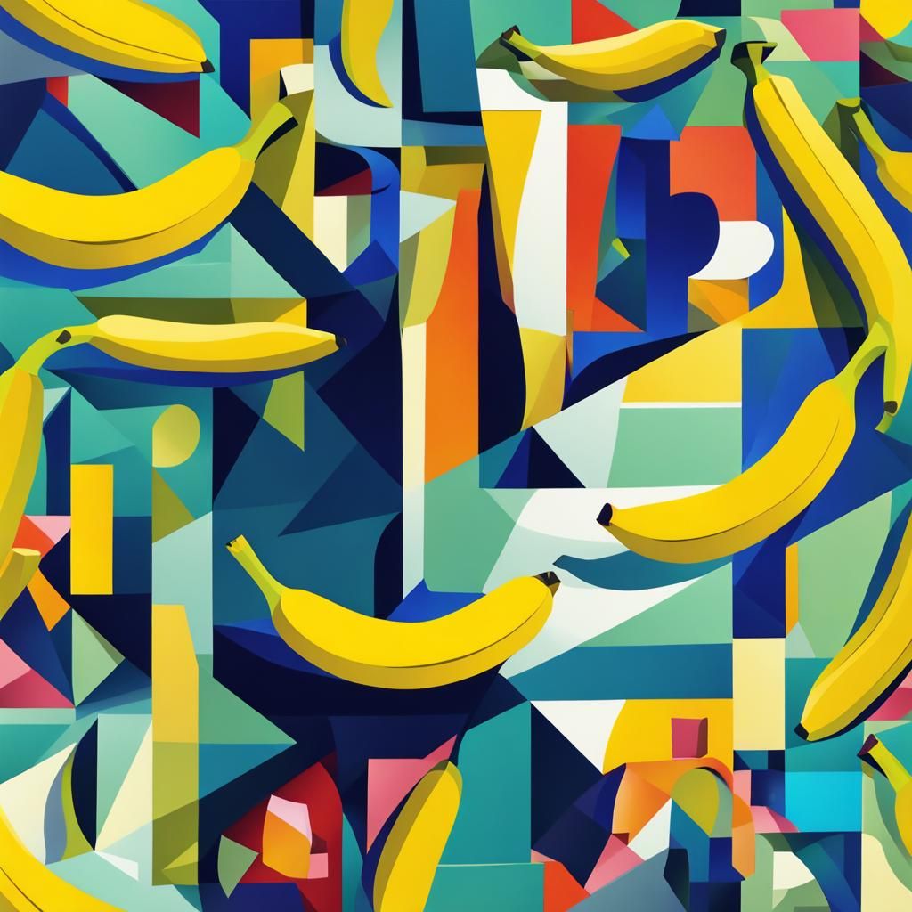 Cubist Banana Art Deco Geometric Fauvism Painting