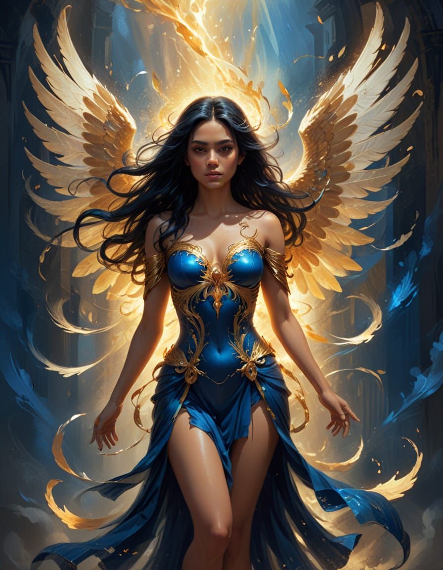 Fallen Angel of Force Concept Art in Vibrant Oil Painting