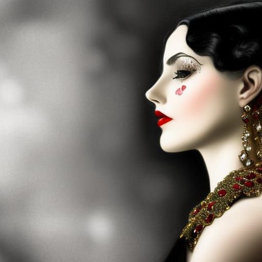 Glamorous 1920s Woman in Detailed Digital Painting