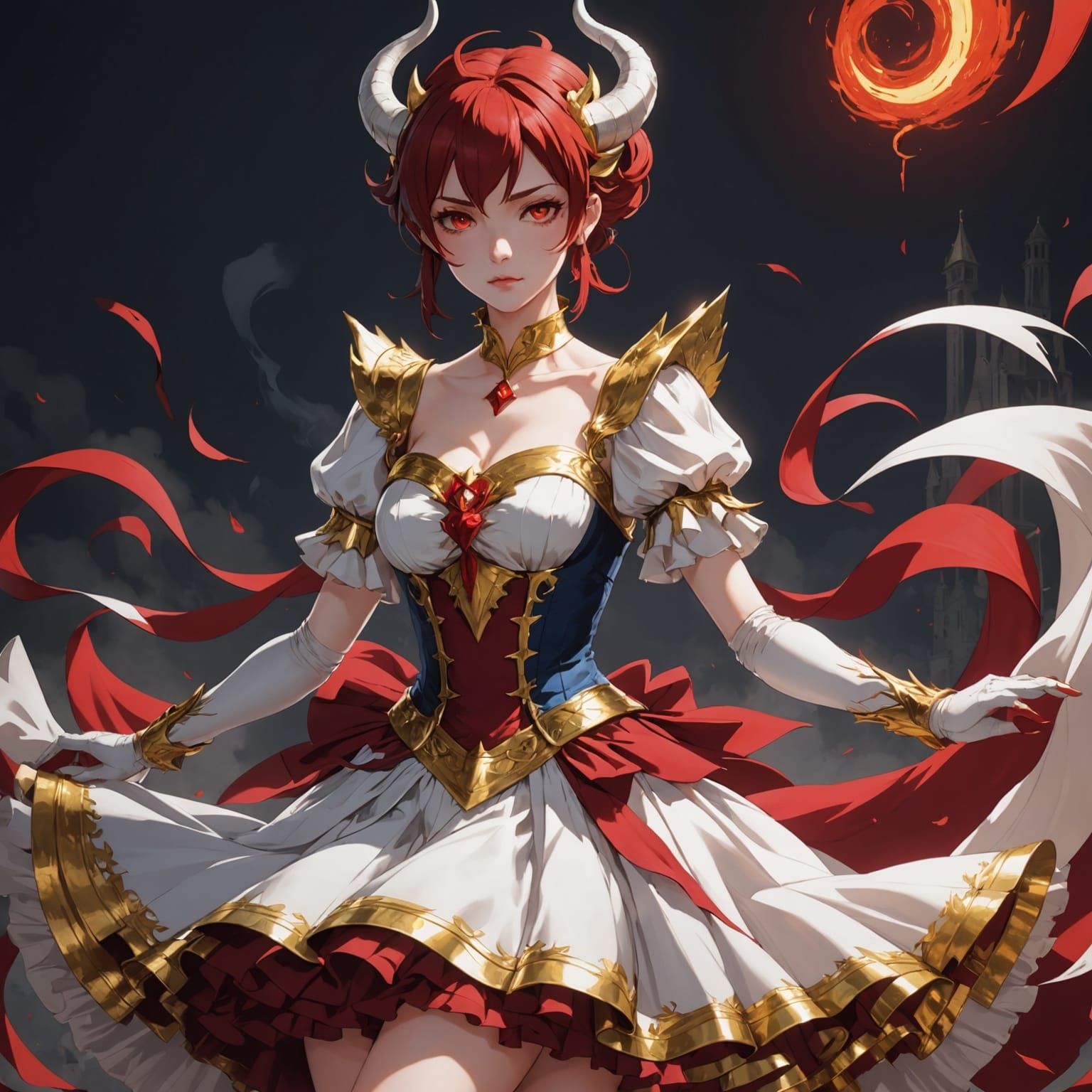 Surreal Demon Girl in Anime Style