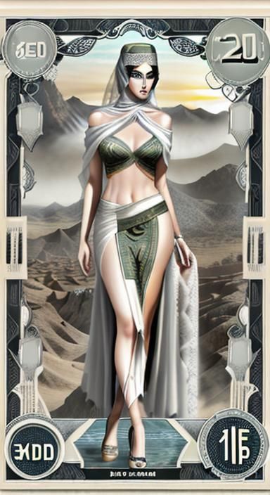 Art Deco Model Veiled in Currency