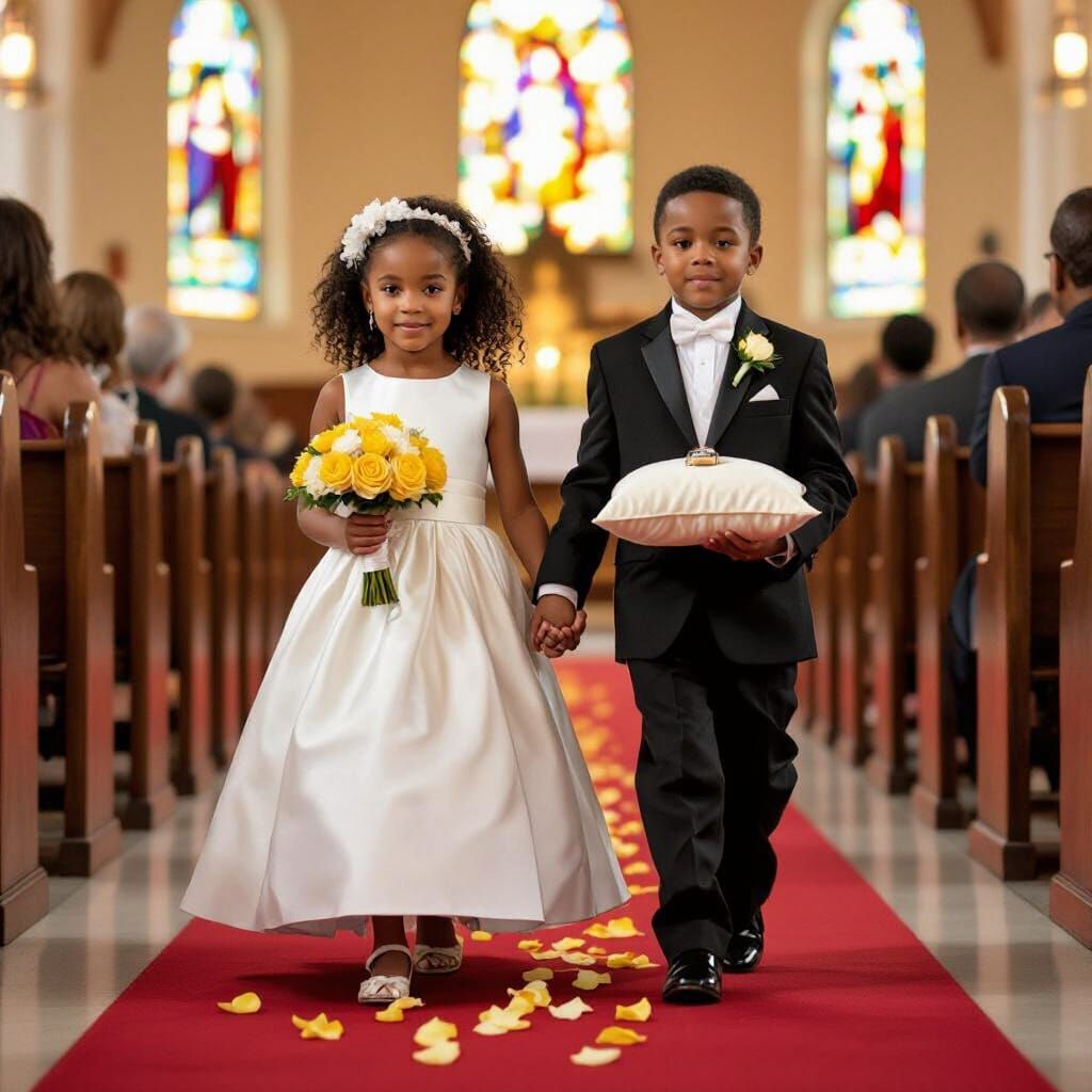 Flower Girl and Ring Bearer at Wedding Ceremony