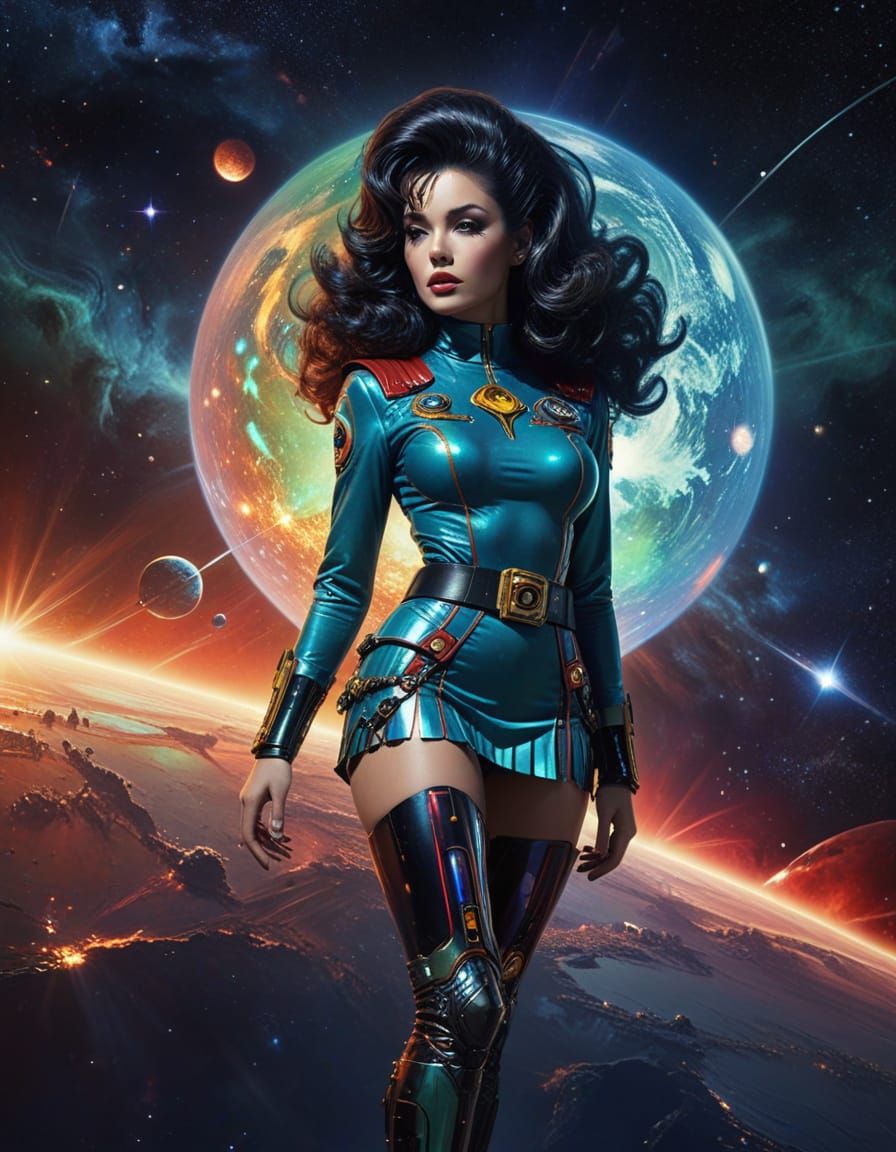 Epic Retro-Futuristic Space Cadet in Atompunk Attire