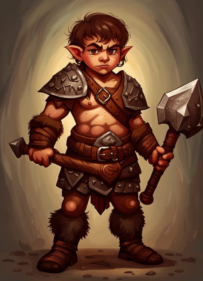 Halfling Barbarian with Greataxe in D&D Style