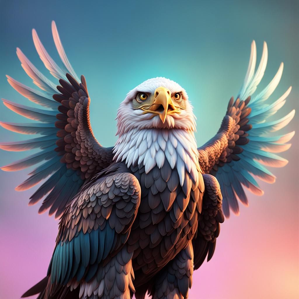 Three-Headed Eagle Concept Art in 3D Style