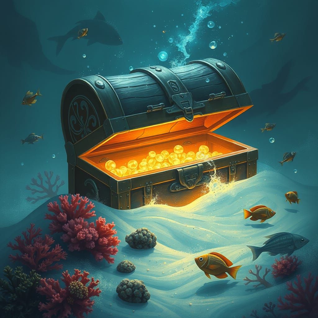 Ethereal Treasure Chest in Dreamlike Illustration