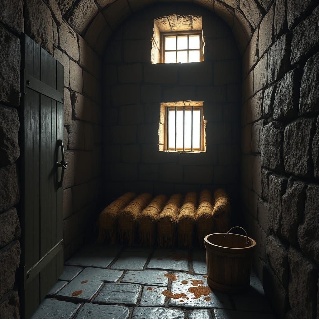 Dark Citadel Dungeon Cell with Stone Floor