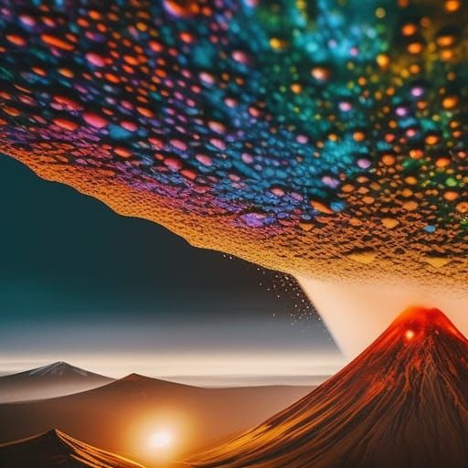 Rainbow Volcano: A Fantasy Art Explosion