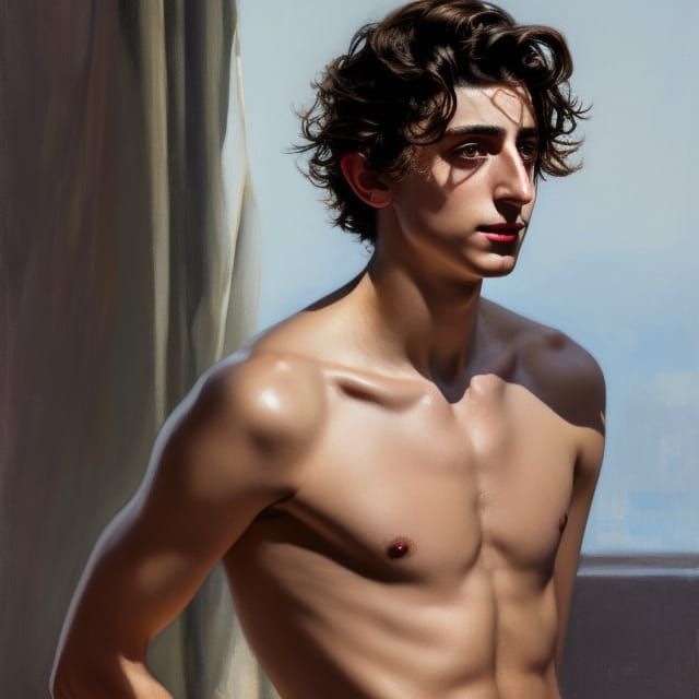 Timothee Chalamet Portrait in Golden Age Illustration Style
