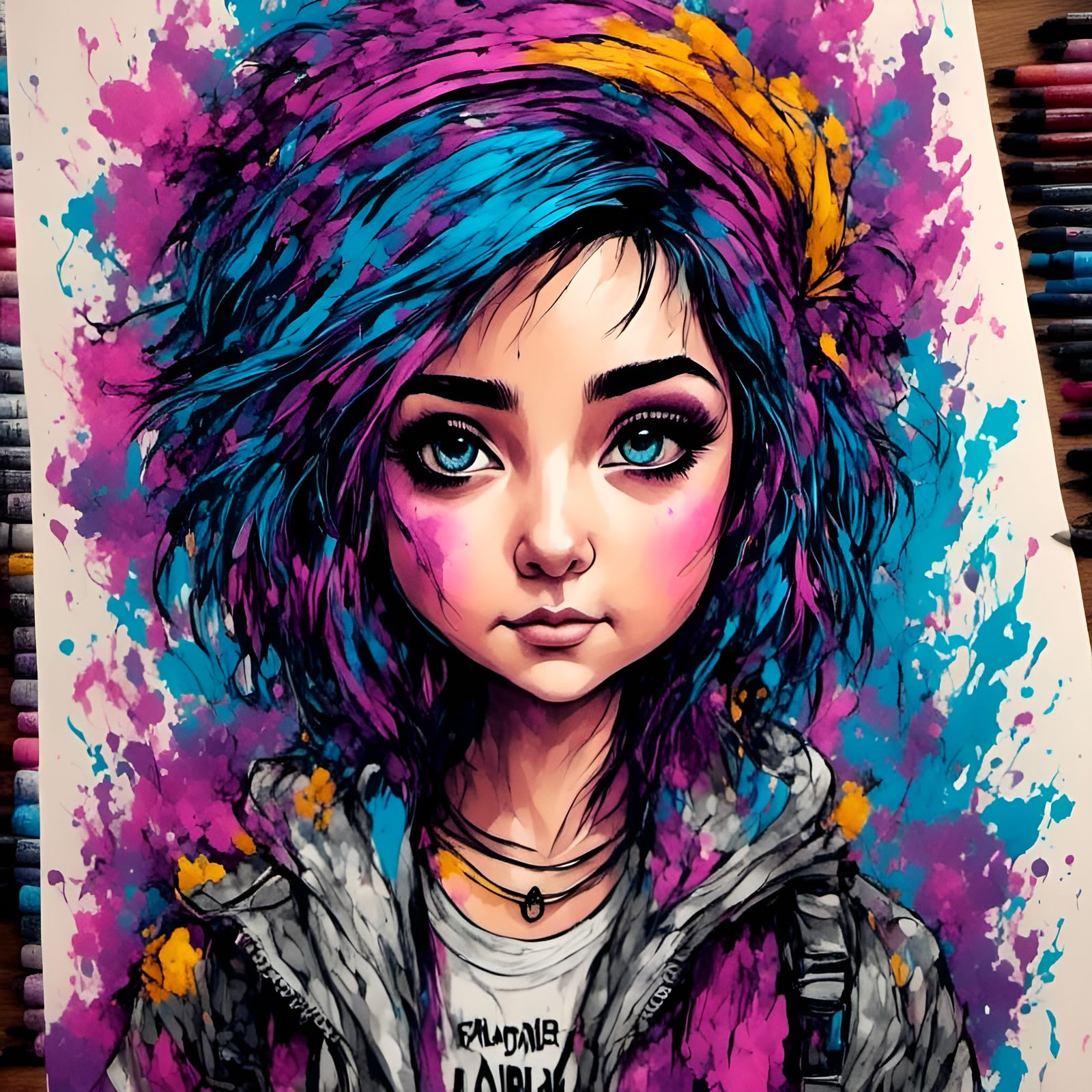 Anime Punk Portrait in Pop Art Style