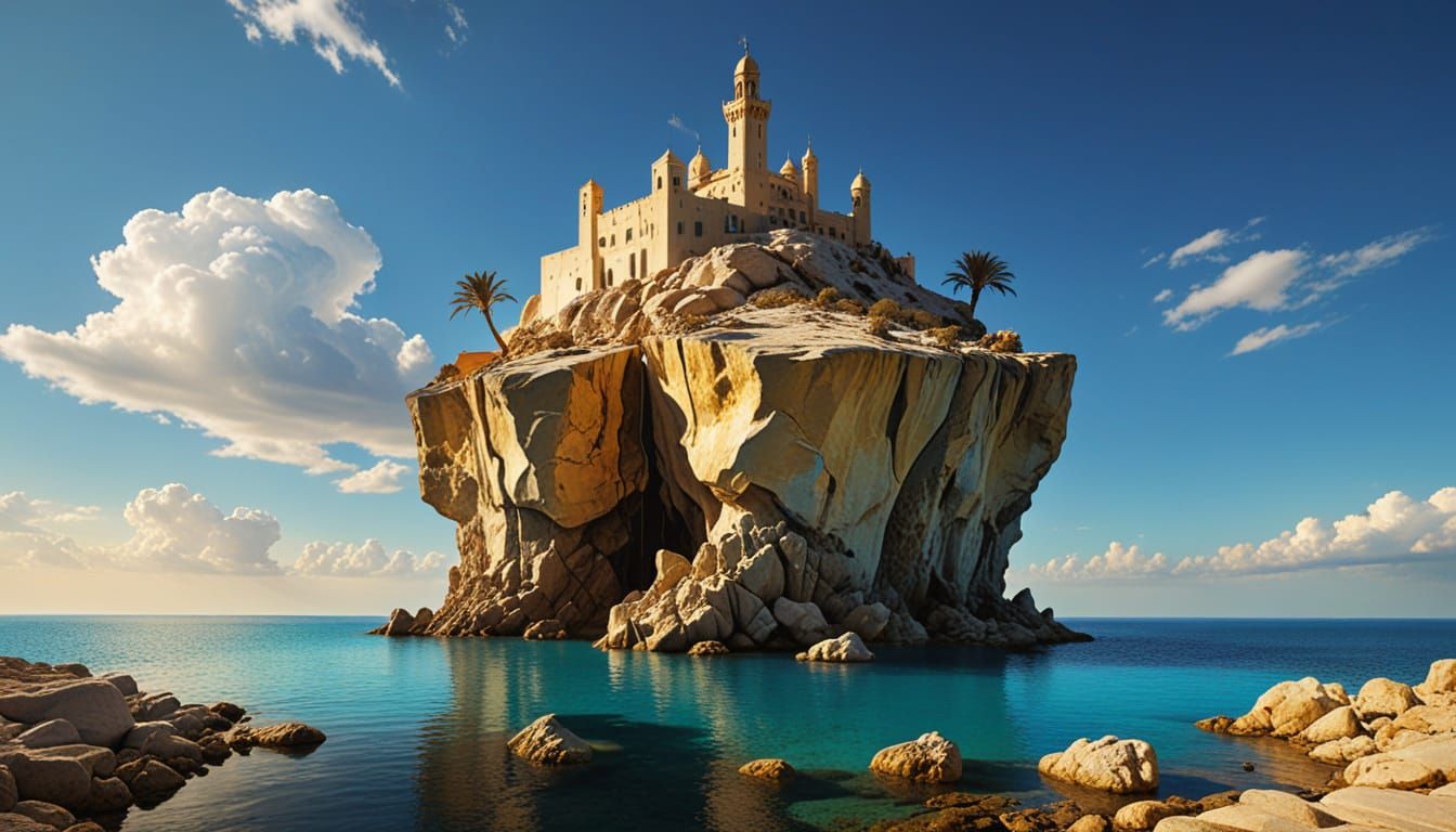 Kuwaiti Landmarks in Surrealist Oil Painting