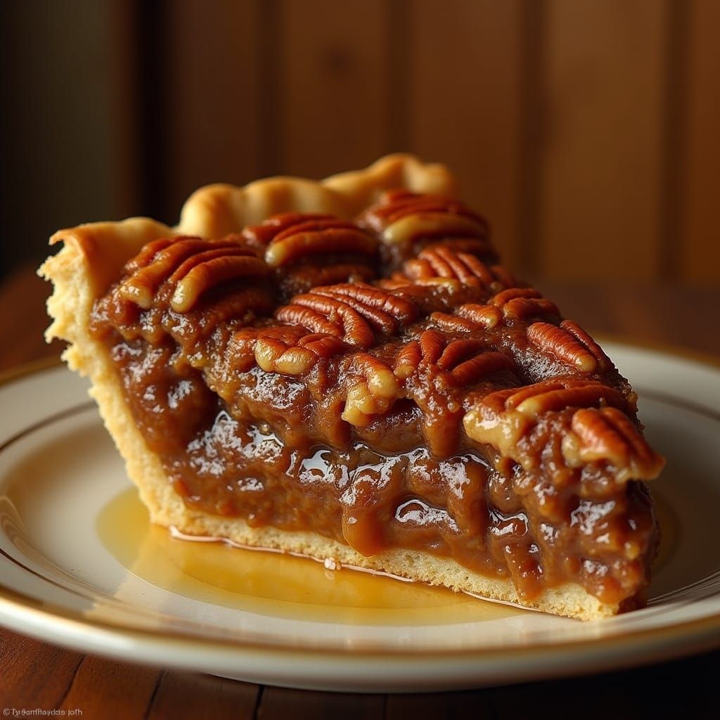 Decadent Pecan Pie on Rustic Wooden Background