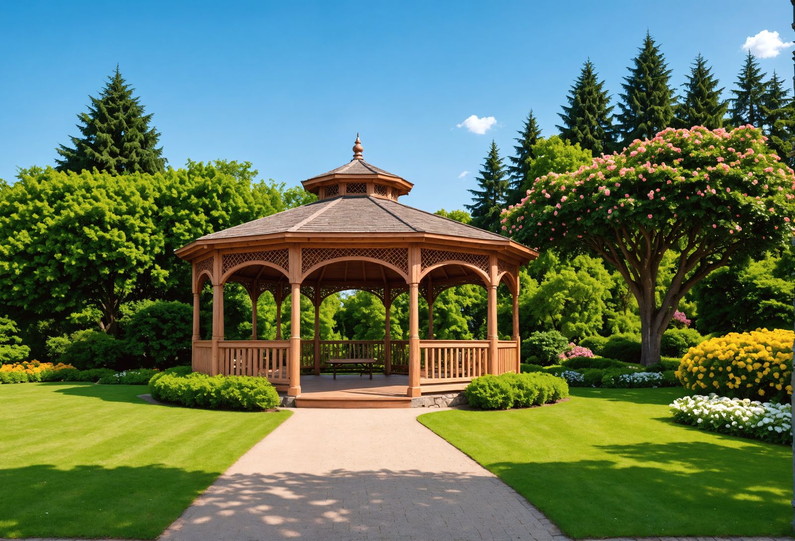 Botanical Garden Gazebo: Hyperrealistic HDR Image