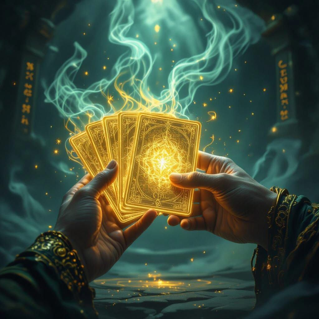 Ethereal Hands Shuffle Golden Tarot Deck