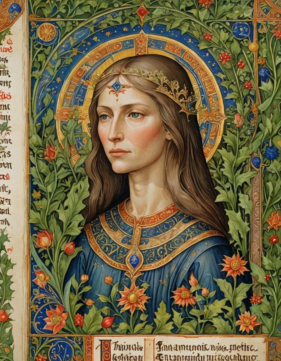 Hildegard von Bingen in Illuminated Manuscript Style