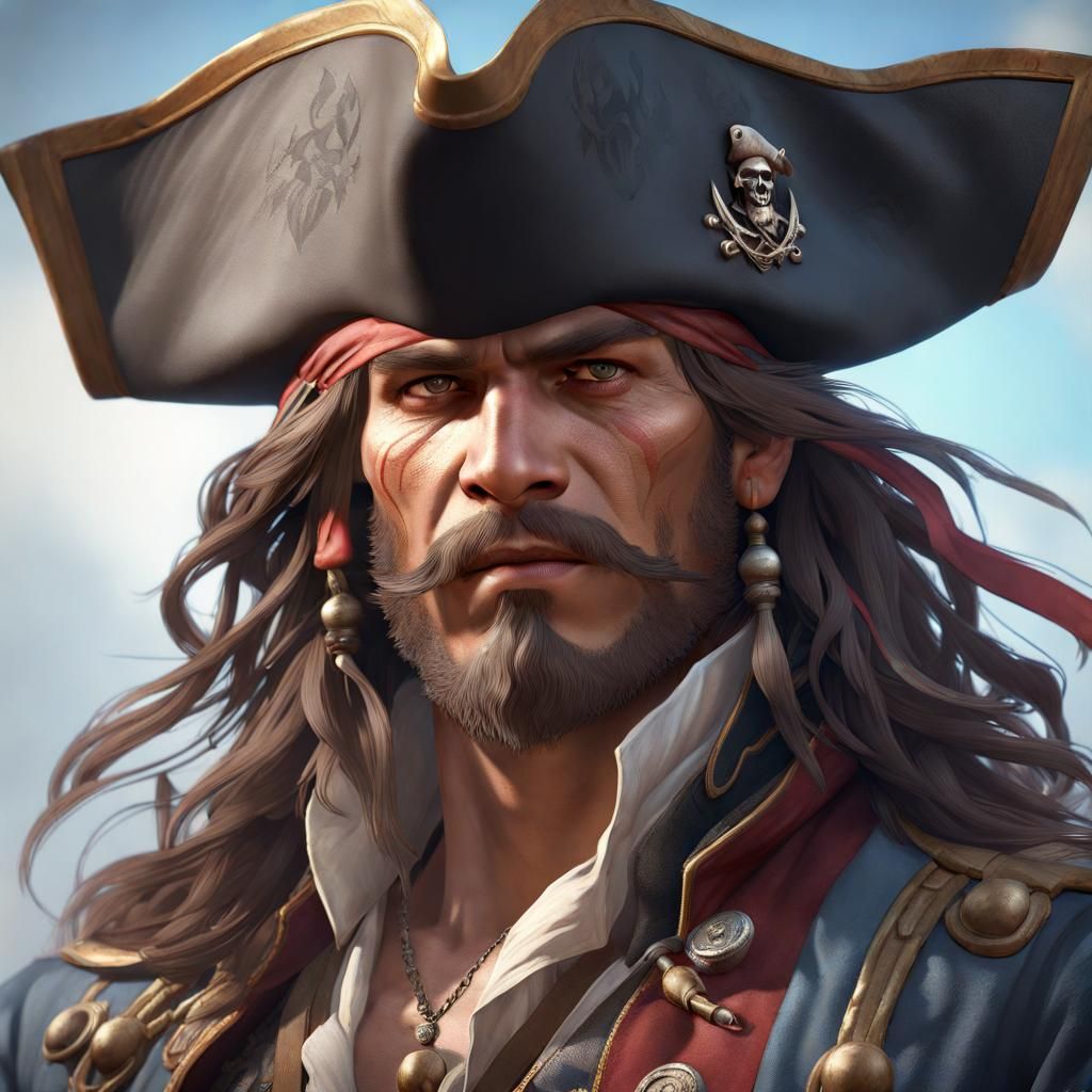 Detailed Portrait of a Male Pirate