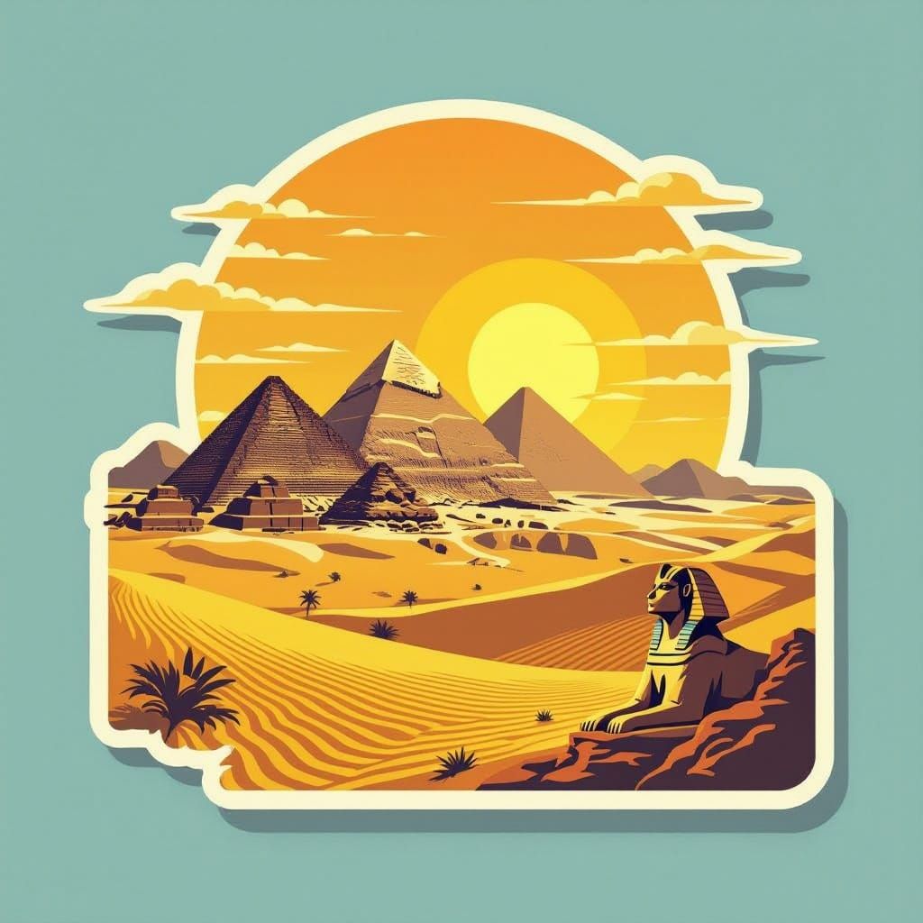 Egypt Travel Sticker: Pyramids, Sphinx, and Dunes