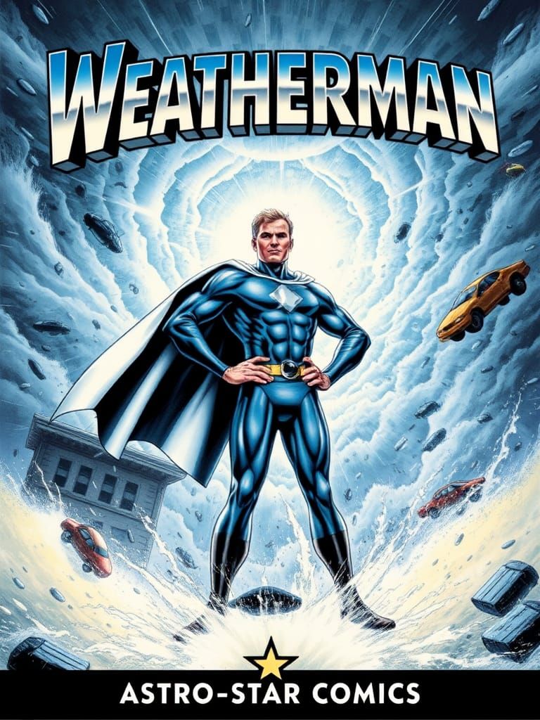 Weatherman Comic Book Cover in 80s Style