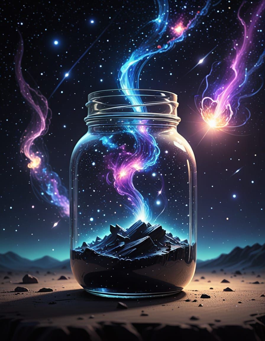 Glowing Comet in a Jar Macro Shot