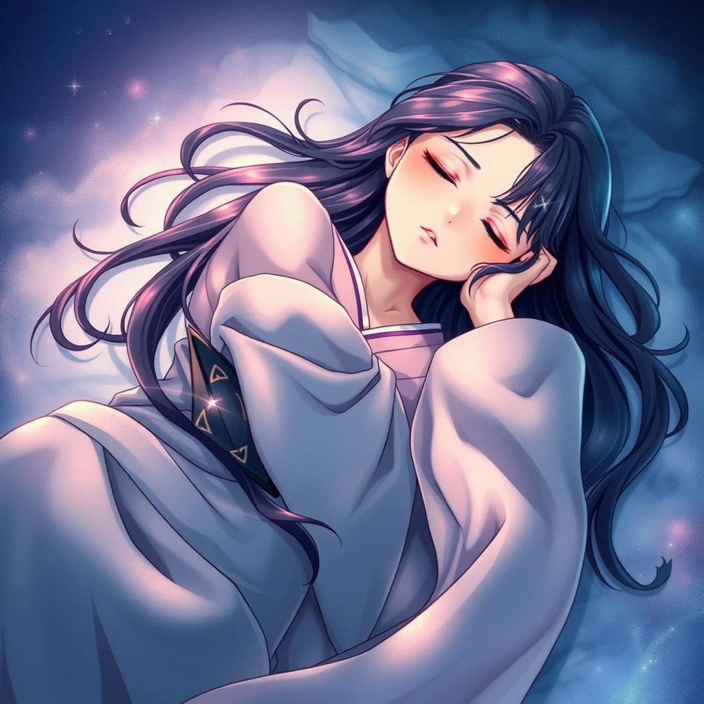 Mystic Guardian of Chrant Asleep in Anime Style