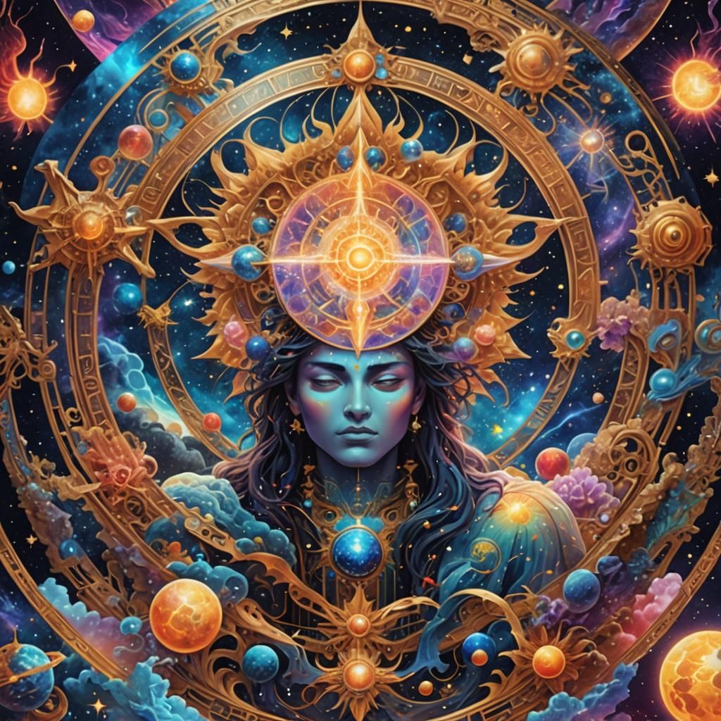 Cosmic Creation: Holographic Astral Illustration
