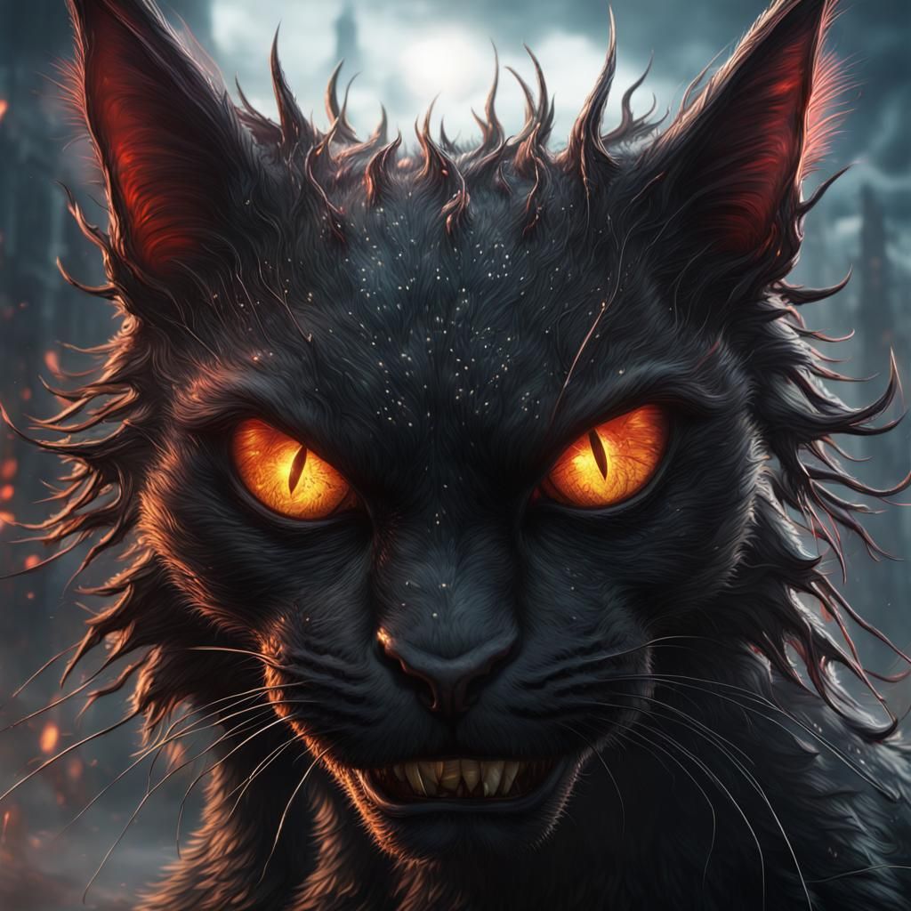 Terrifying Mutant Black Cat Fantasy Concept Art