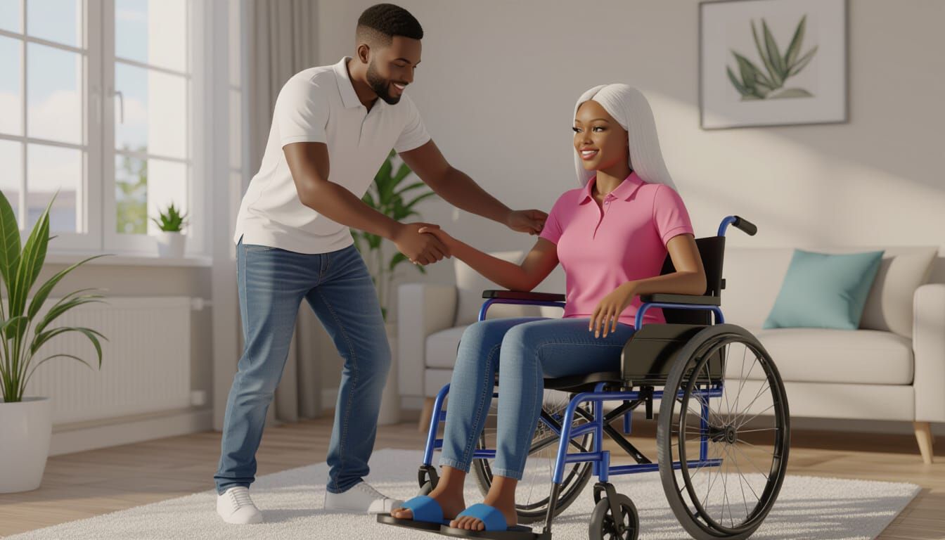 African Couple in Cozy Apartment, 3D Rendered