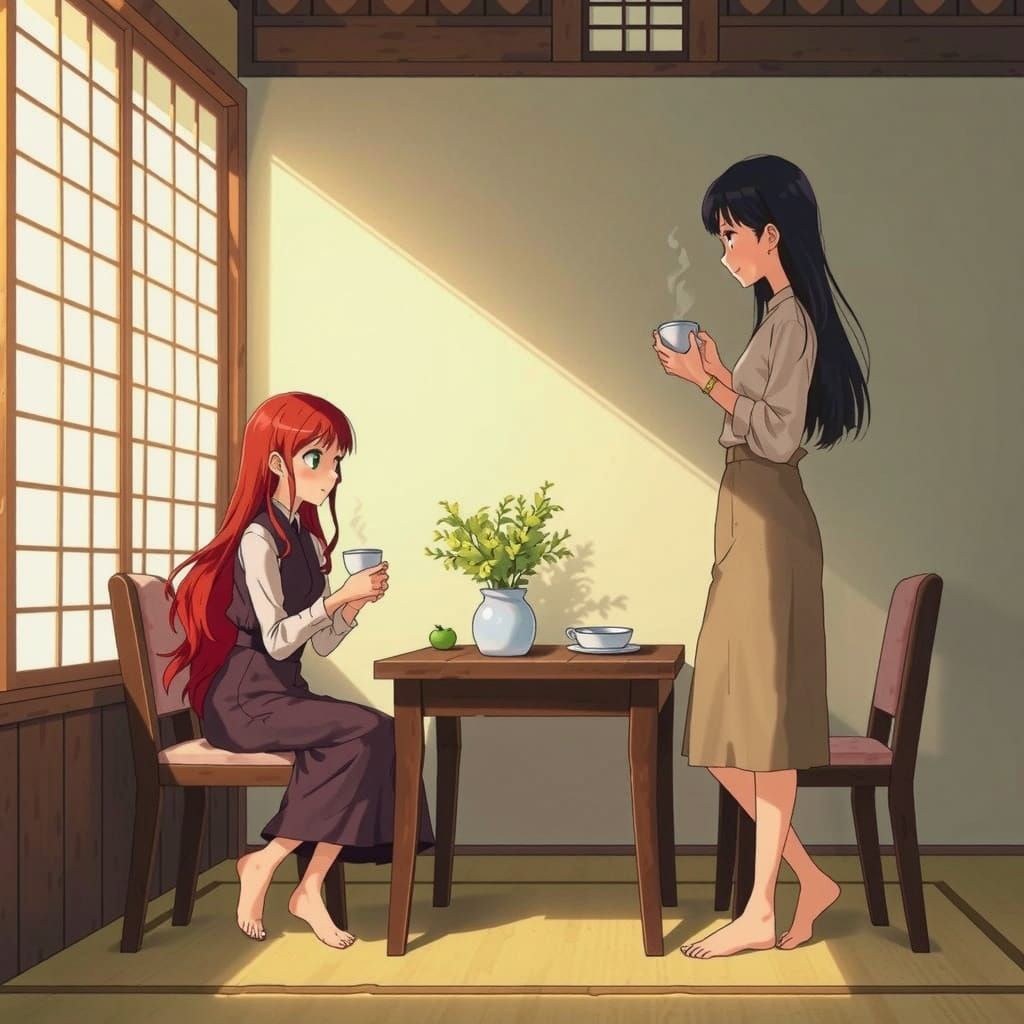 Anime Tea Time in Japanese Tea House