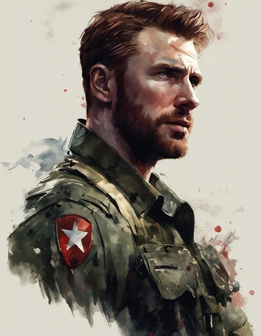 Detailed Portrait of Steve Rogers in Watercolor Style