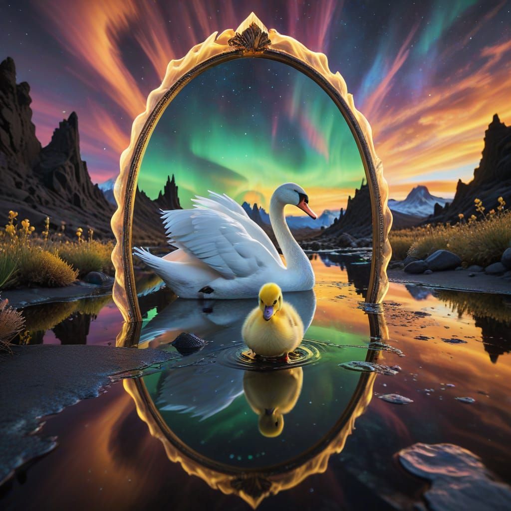 Duckling and Swan Optical Surrealism