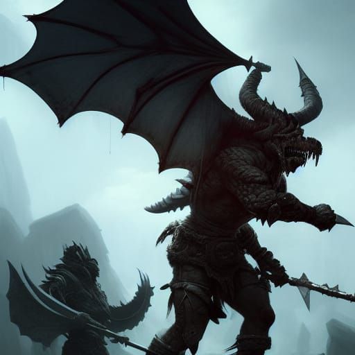 Dragonborn Barbarian in Dark Fantasy Style