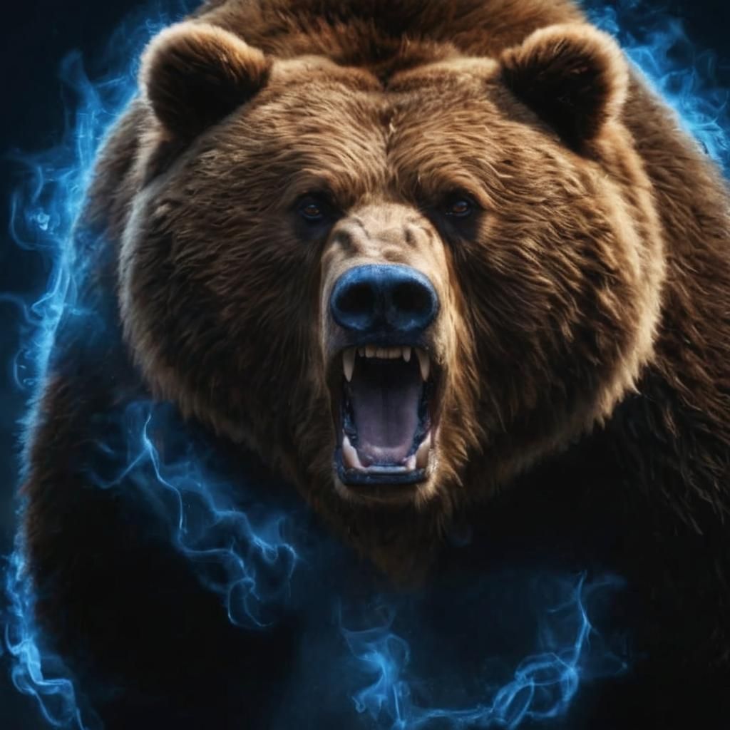Angry Kodiak Bear with Glowing Runes