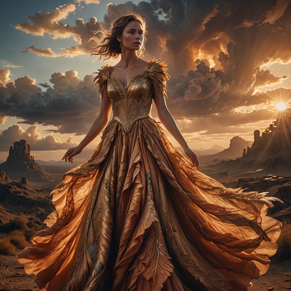 Woman in Sunset Dress: Digital Matte Painting