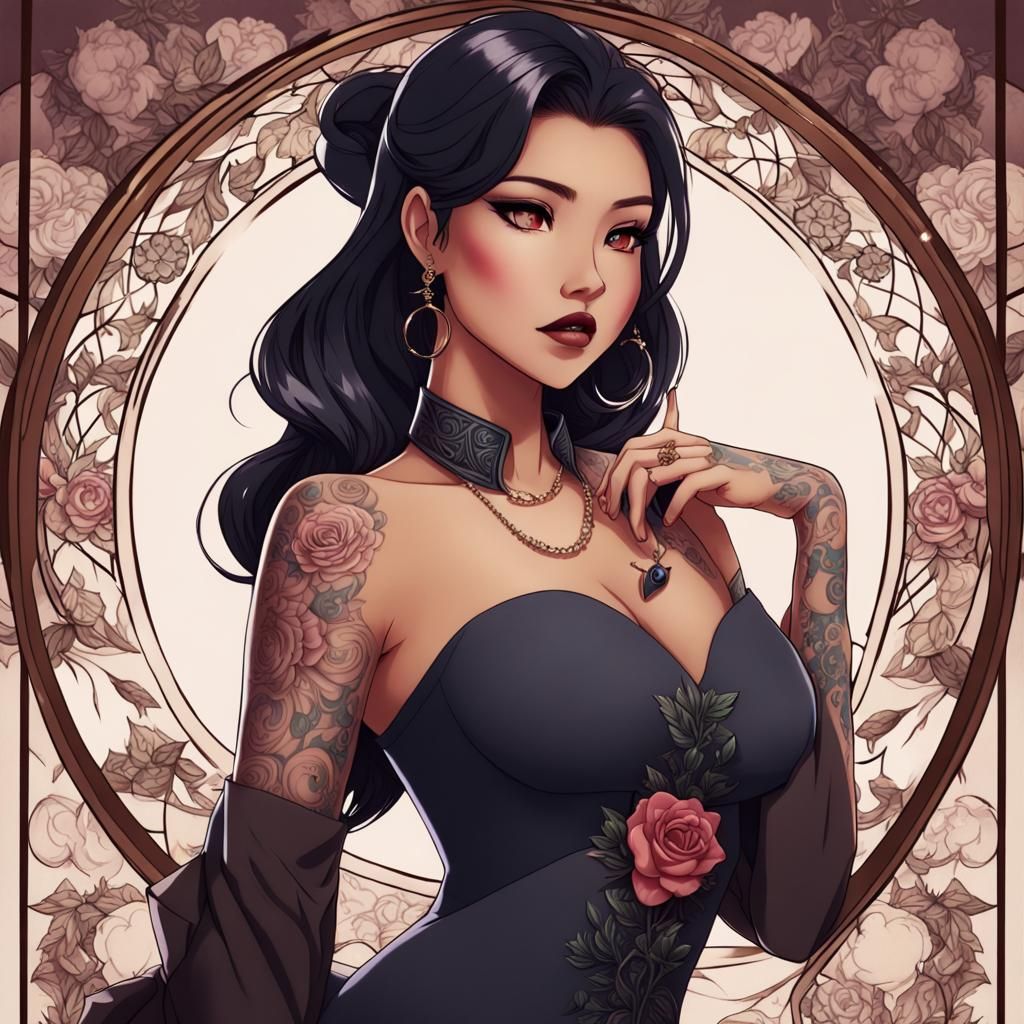 Anime Style Filipina Princess with Tattoos