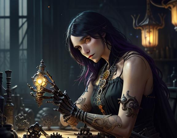 Furry Skeleton Bone Repair in Dark Fantasy Style