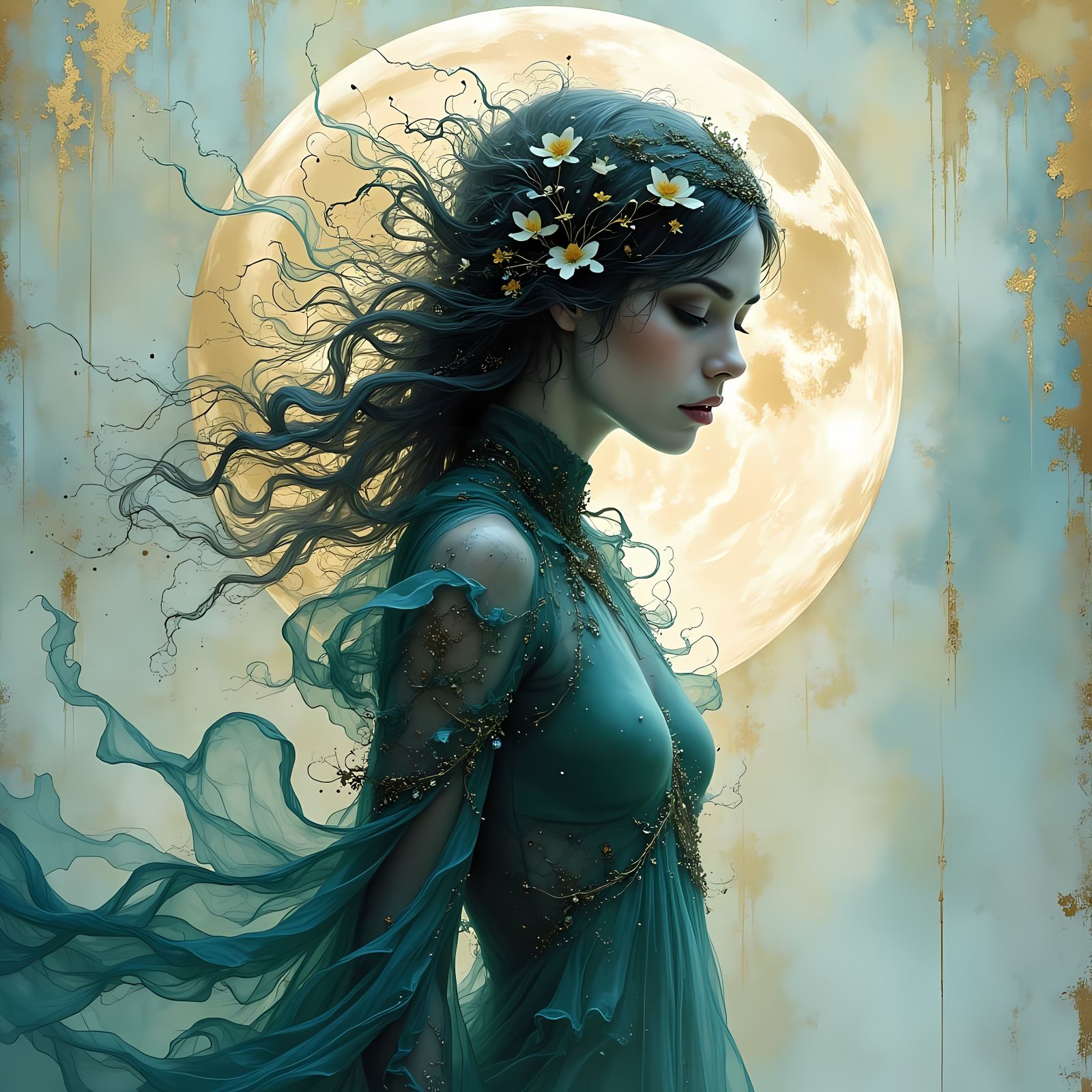 Moonlit Goddess in Ethereal Silk